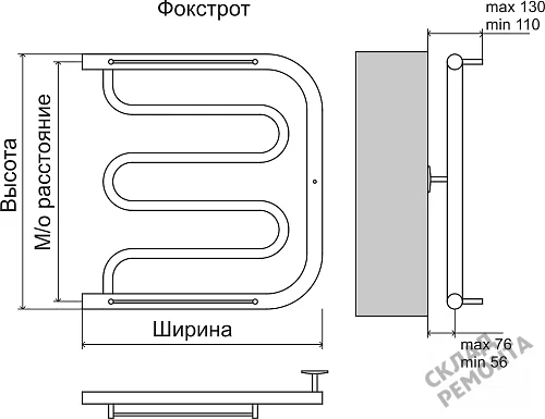 Фото Полотенцесушитель водяной Terminus Trend Фокстрот 32/20 AISI 32х2 1" 500*500 фокстрот хром купить в Новокузнецке: цена, описание, фото. Интернет-магазин 3