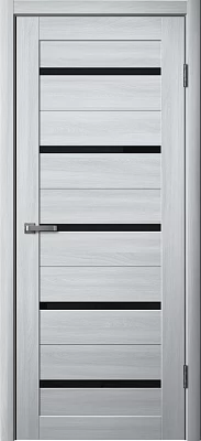 Дверь FlyDoors Ла Стелла 206 ясень пепельный, экошпон, черное стекло
