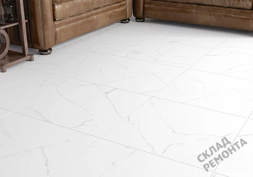 Фото Керамогранит матовый Alma Ceramica Каррара GFU04CRR00R светло-серый 600*600*9 – купить в Новокузнецке: цена, описание, фото. Интернет-магазин 2