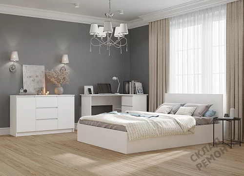 Фото Кровать двуспальная ДСВ Мори КРМ 1200.1/1 белый – купить в Новокузнецке: цена, описание, фото. Интернет-магазин 4