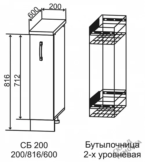 Фото Шкаф нижний ДСВ СБ 200 (бутылочница) – купить в Новокузнецке: цена, описание, фото. Интернет-магазин 2